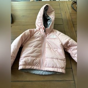 baby girl light pink The North Face winter jacket reversible size 12 months